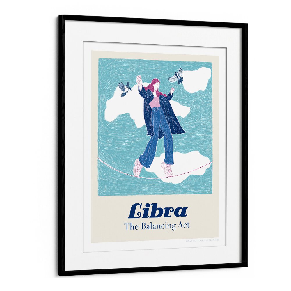 jlr libra portraits-figurative illustrations in Black Frame With Mount