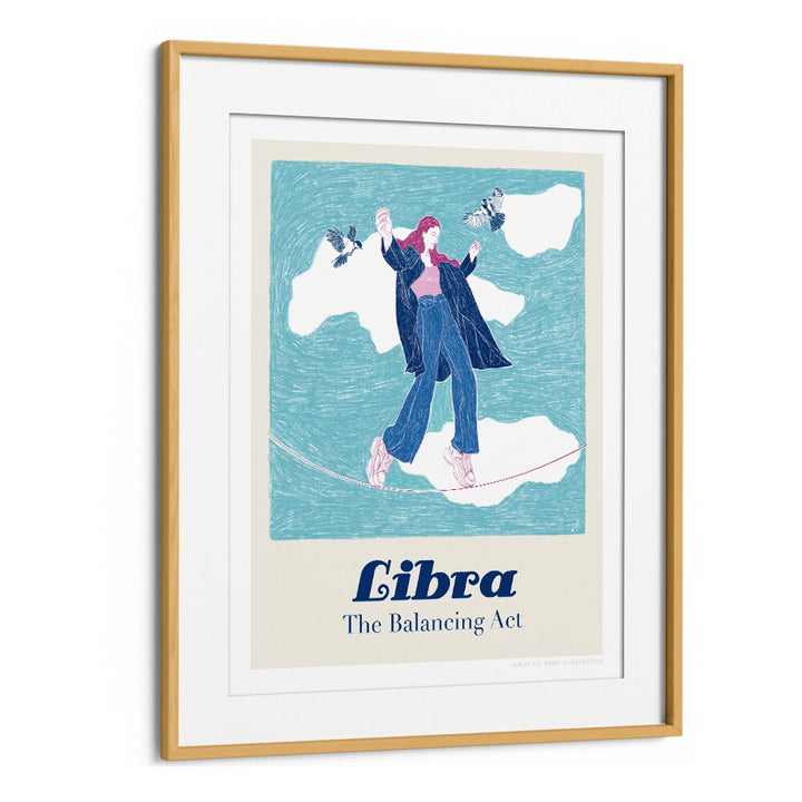 jlr libra portraits-figurative illustrations in Oak Wood Frame With Mount