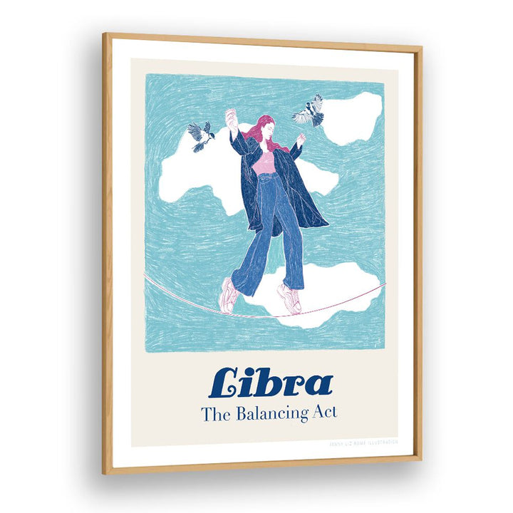 jlr libra portraits-figurative illustrations in Oak Wood Plain Frame