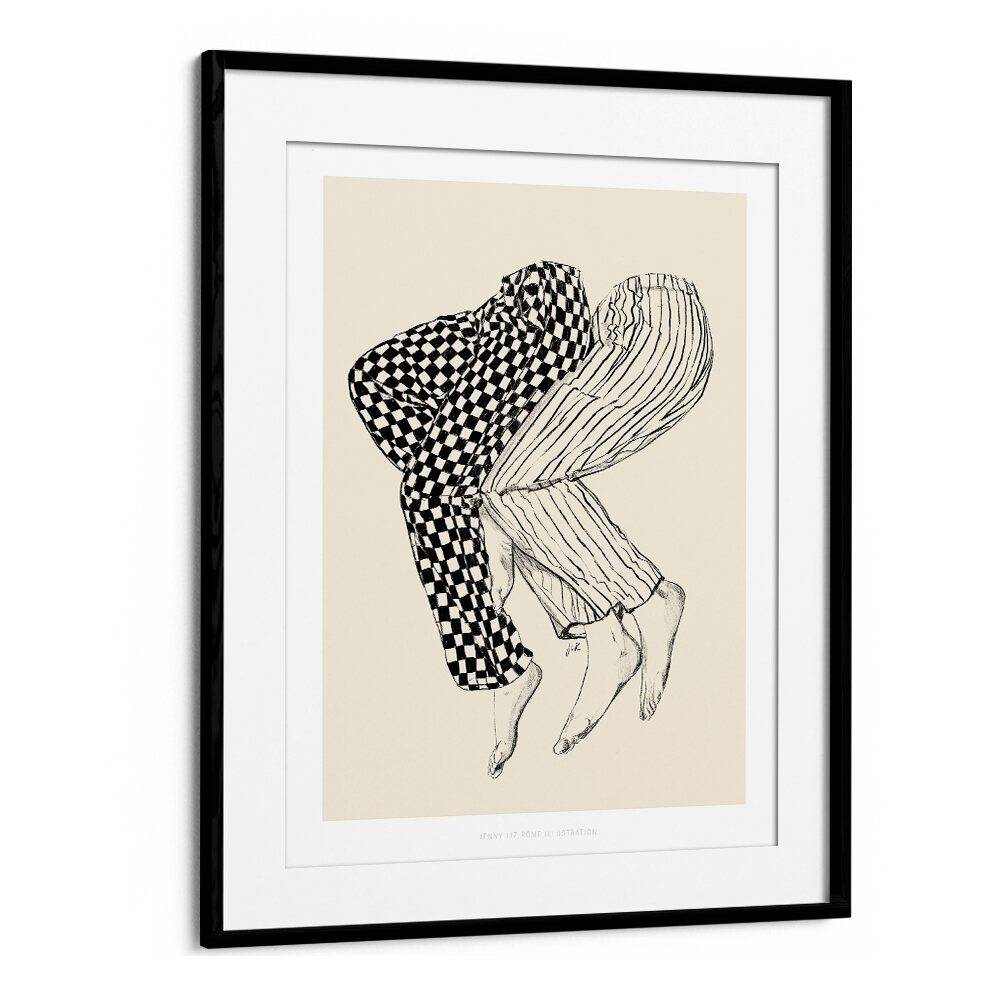 jlr love portraits-figurative illustrations in Black Frame With Mount