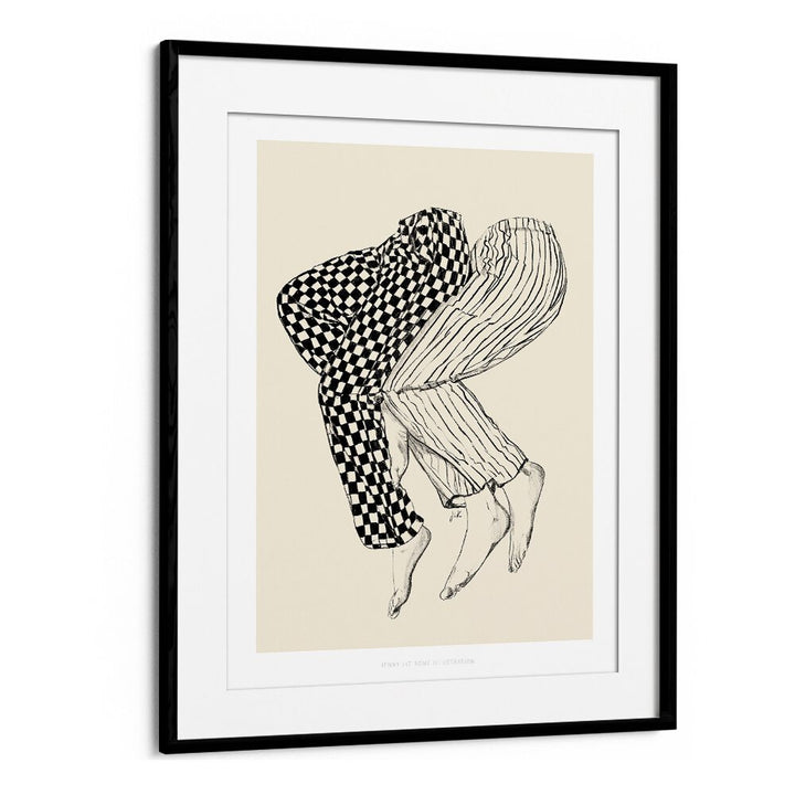 jlr love portraits-figurative illustrations in Black Frame With Mount