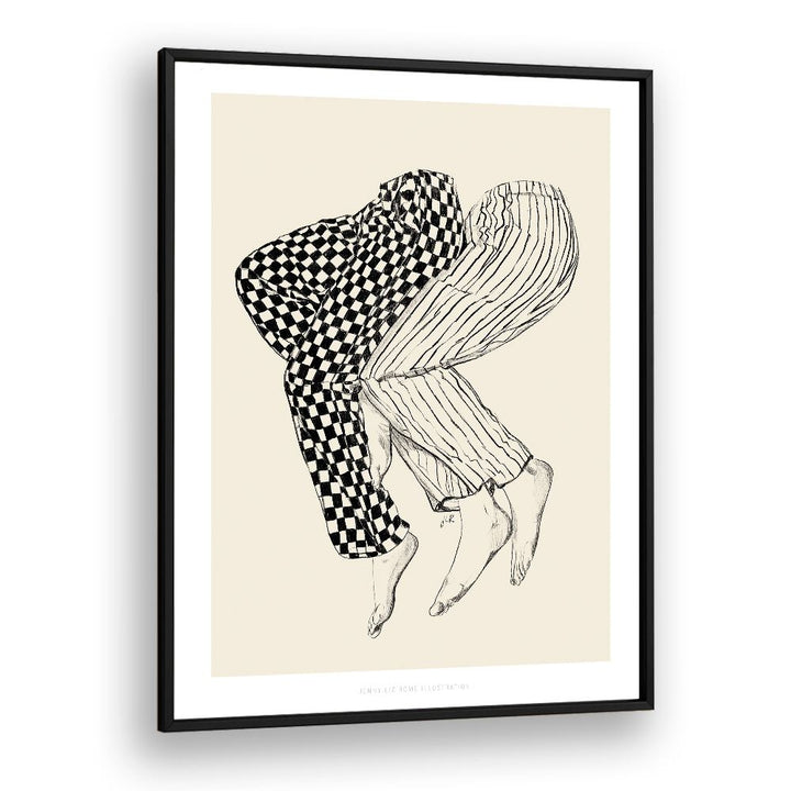 jlr love portraits-figurative illustrations in Black Plain Frame