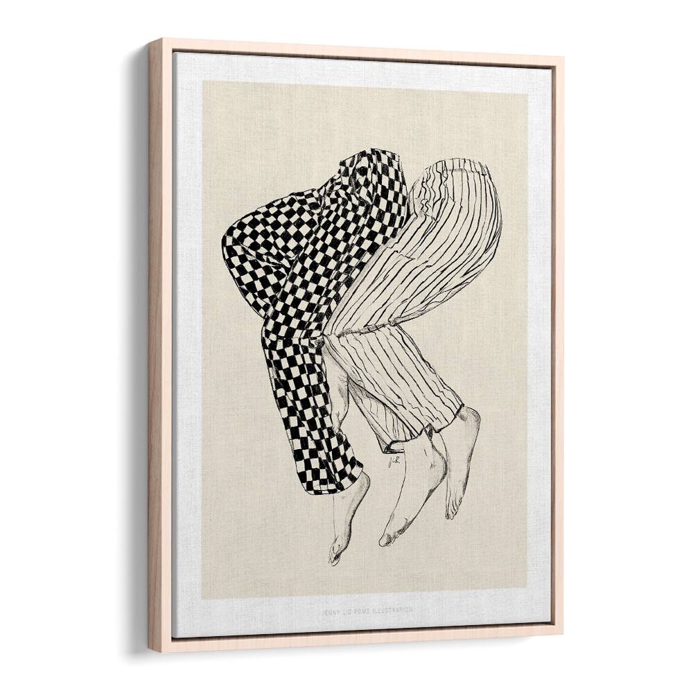 jlr love portraits-figurative illustrations in Oak Wood Floater Frame