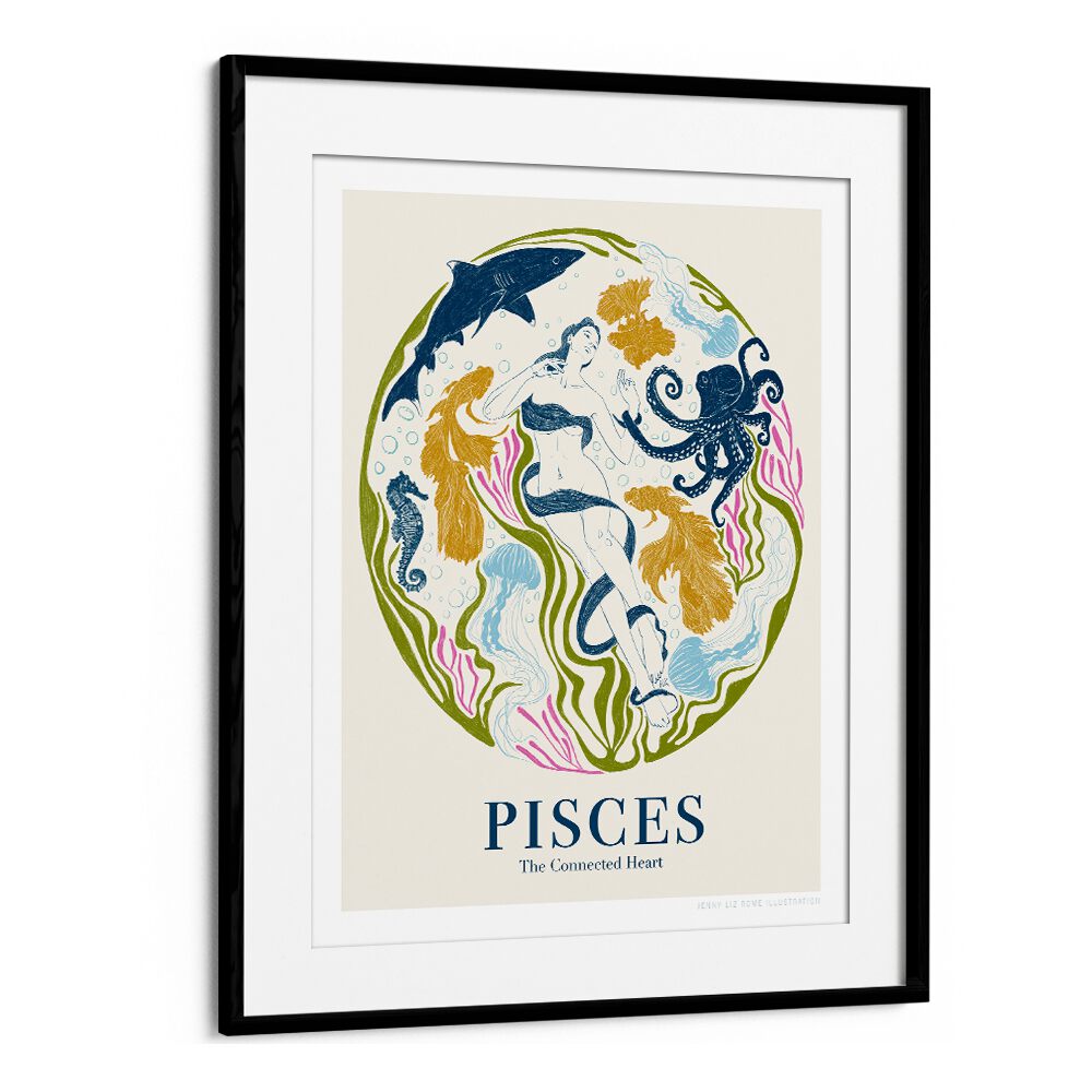 jlr pisces portraits-figurative illustrations in Black Frame With Mount