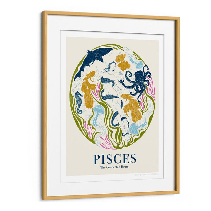 jlr pisces portraits-figurative illustrations in Oak Wood Frame With Mount