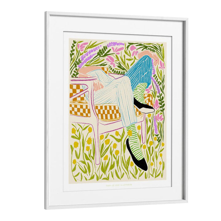 jlr quiet in the garden ii portraits-figurative illustrations in White Frame With Mount