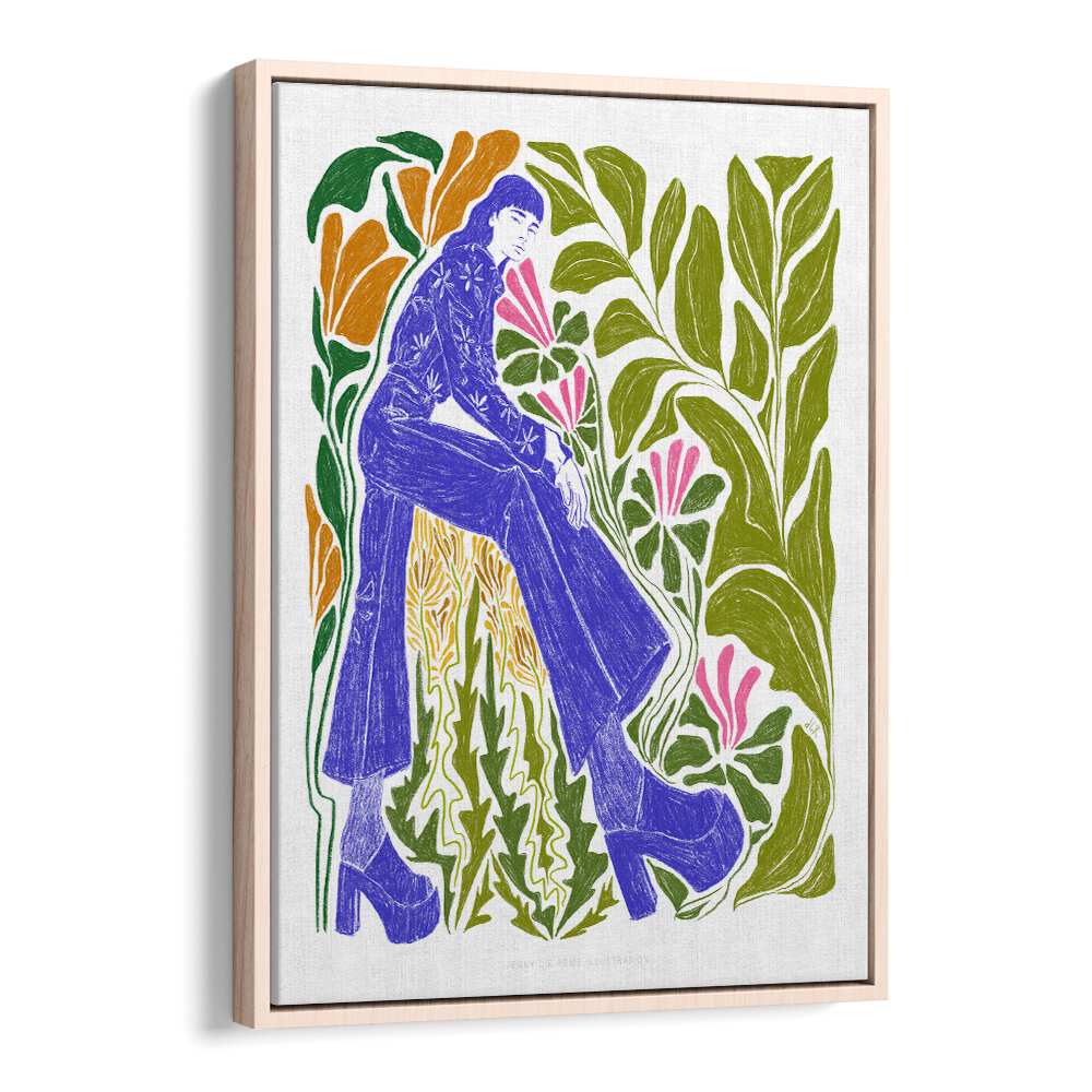 jlr rosealie portraits-figurative illustrations in Oak Wood Floater Frame