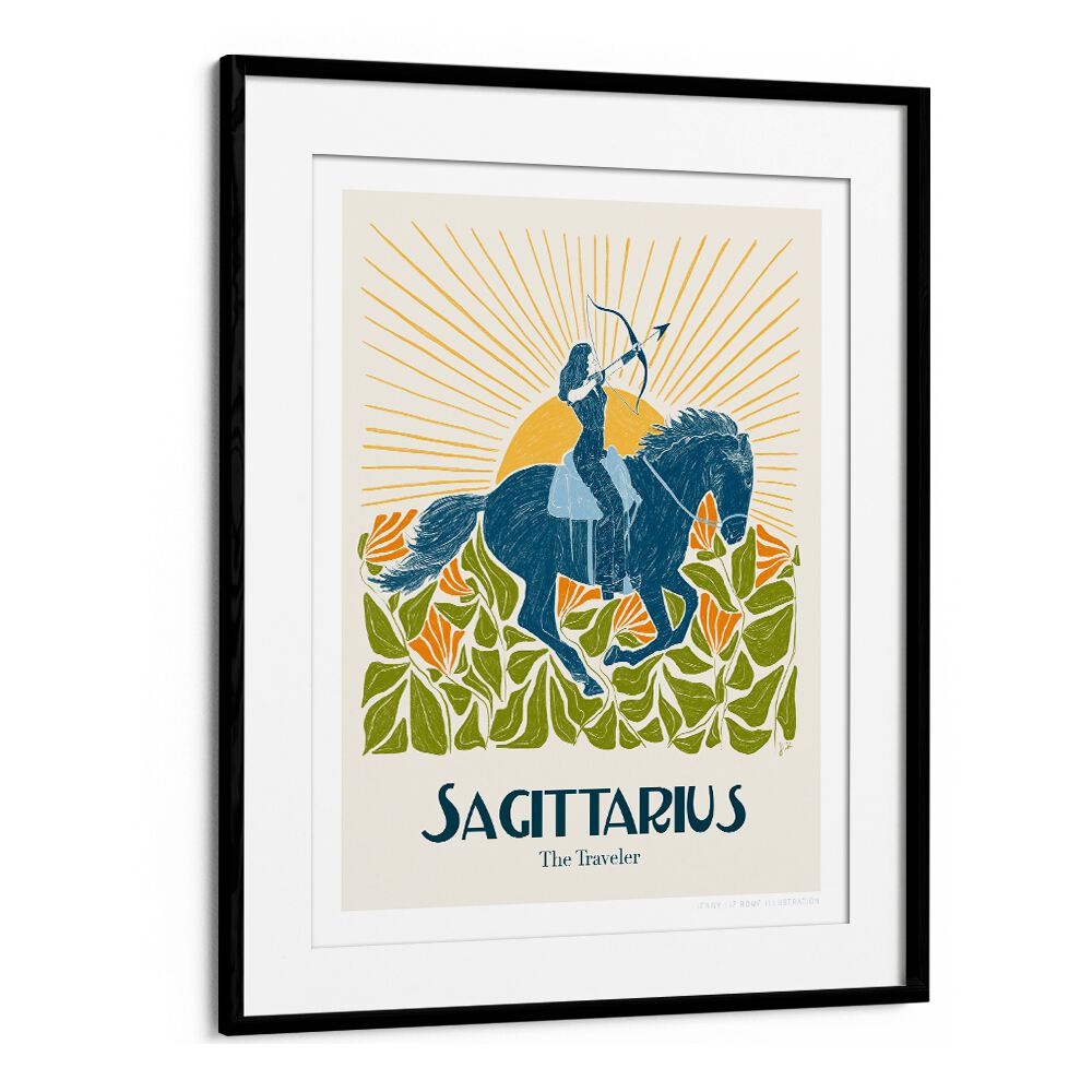 jlr sagittarius portraits-figurative illustrations in Black Frame With Mount