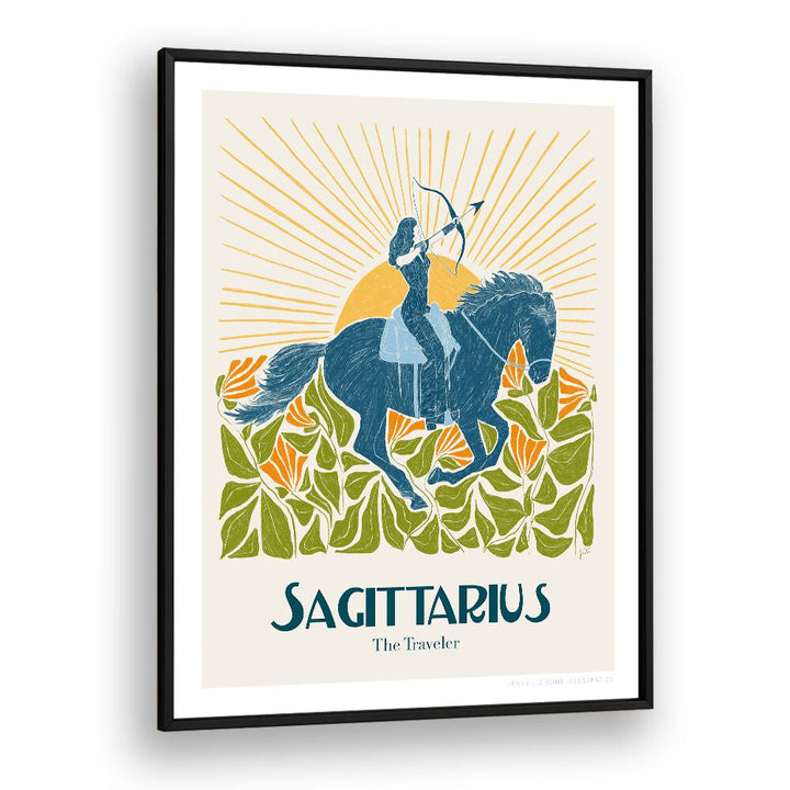 jlr sagittarius portraits-figurative illustrations in Black Plain Frame