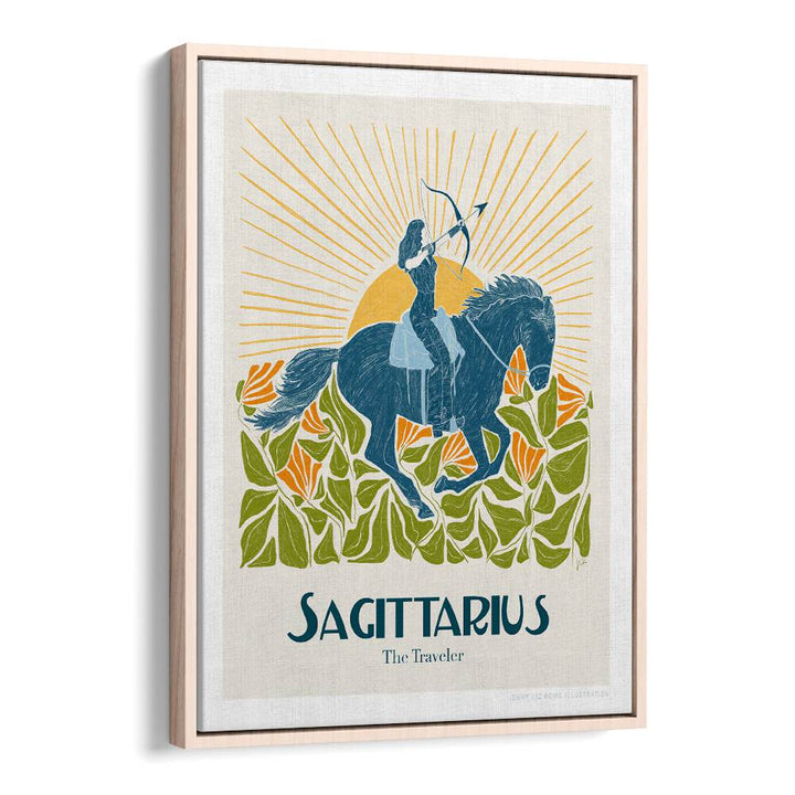 jlr sagittarius portraits-figurative illustrations in Oak Wood Floater Frame