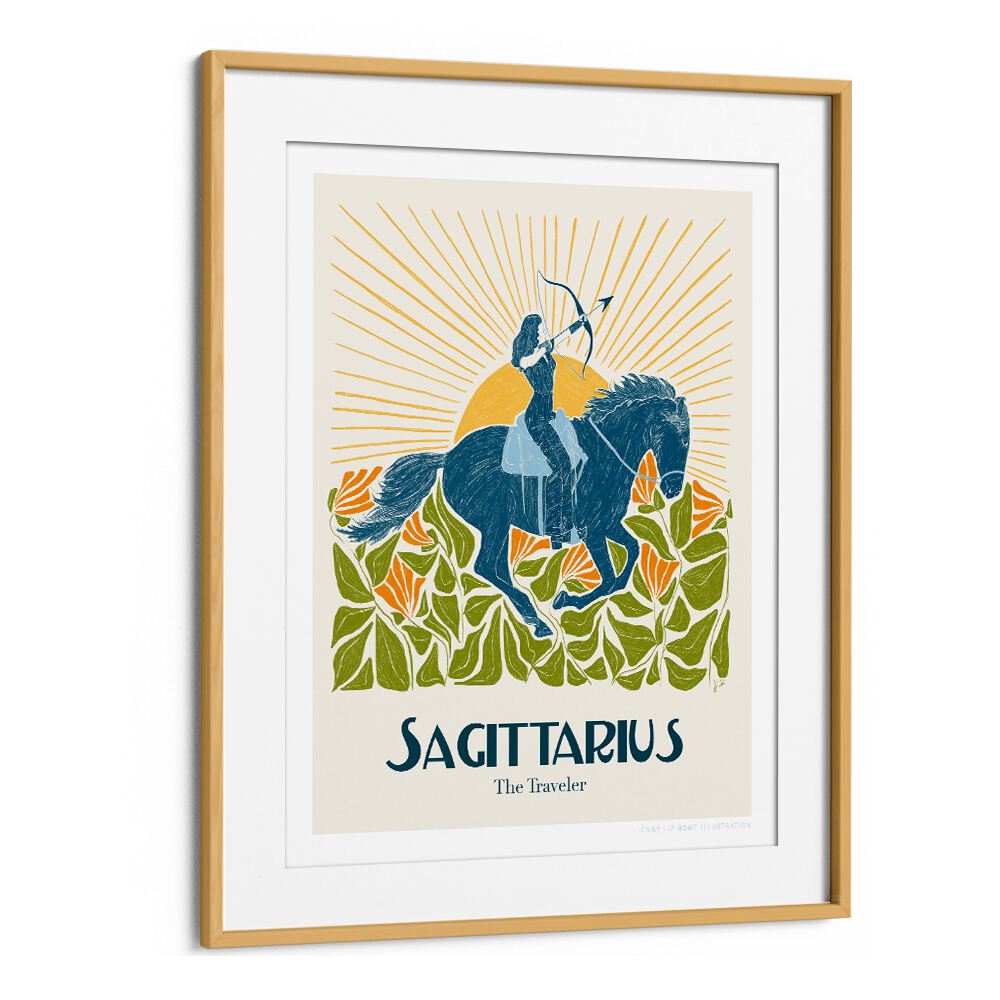 jlr sagittarius portraits-figurative illustrations in Oak Wood Frame With Mount