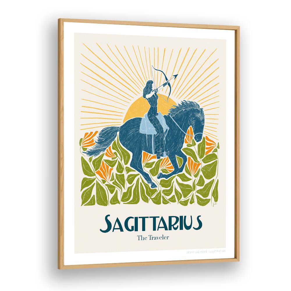 jlr sagittarius portraits-figurative illustrations in Oak Wood Plain Frame