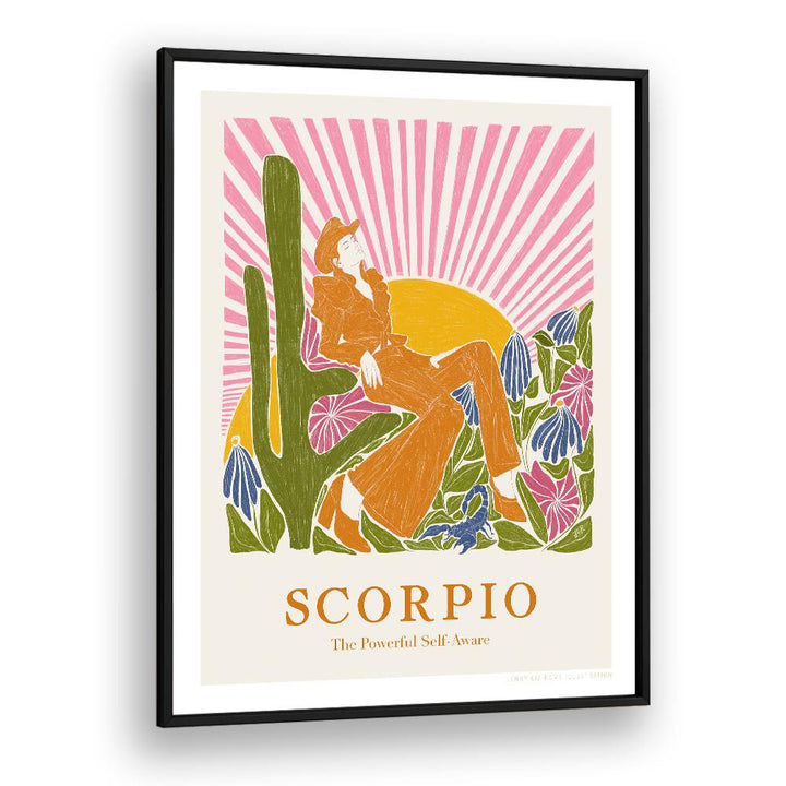 jlr scorpio portraits-figurative illustrations in Black Plain Frame