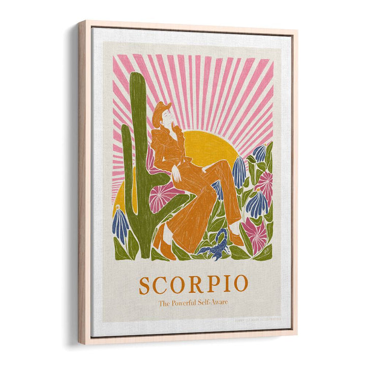 jlr scorpio portraits-figurative illustrations in Oak Wood Floater Frame