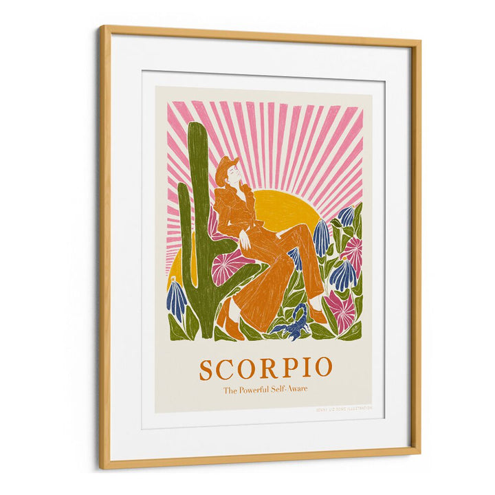 jlr scorpio portraits-figurative illustrations in Oak Wood Frame With Mount