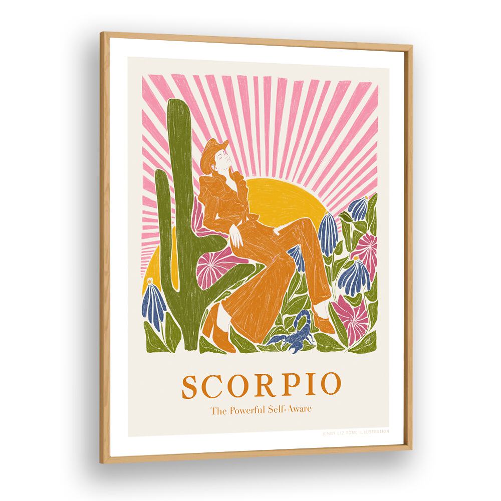 jlr scorpio portraits-figurative illustrations in Oak Wood Plain Frame