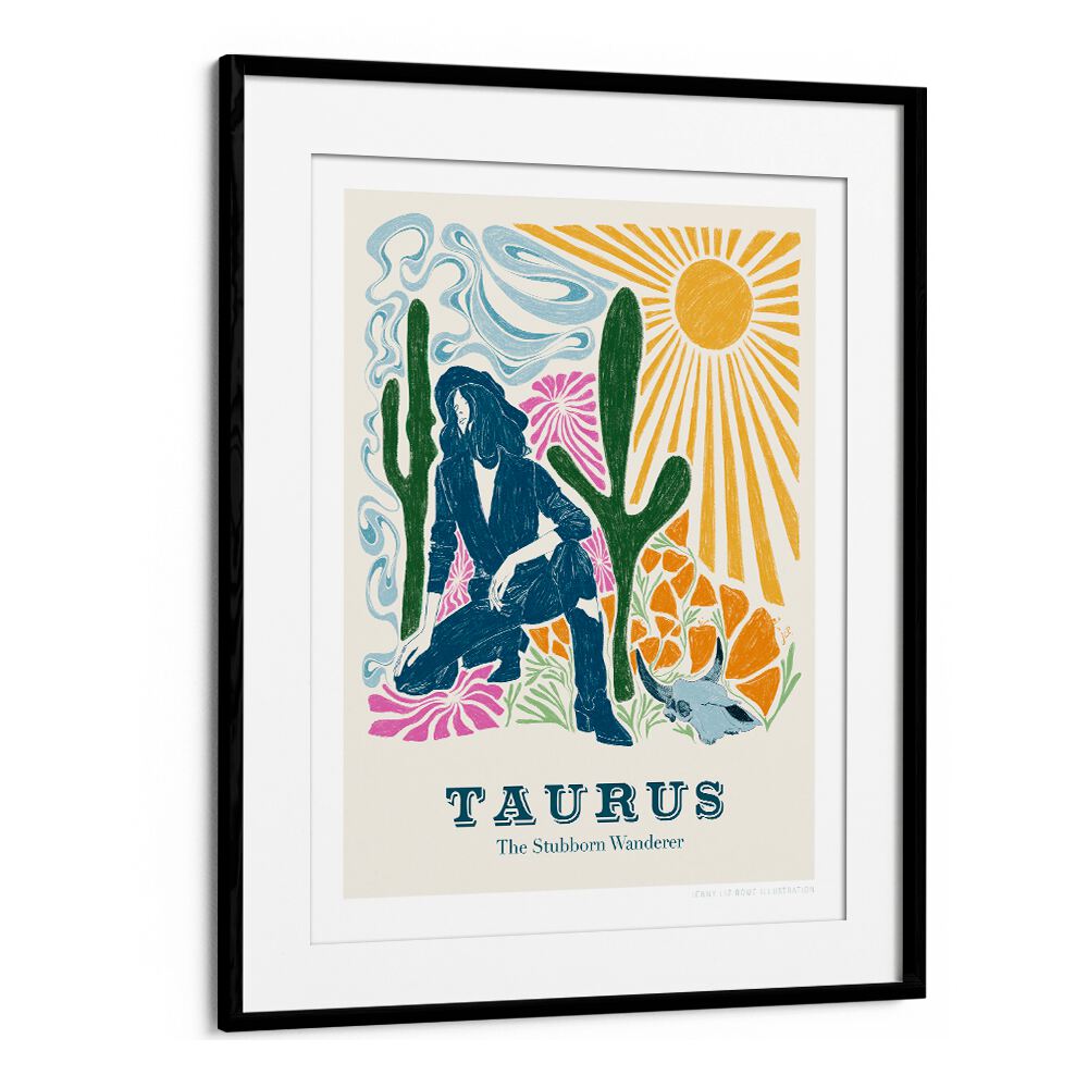 jlr taurus portraits-figurative illustrations in Black Frame With Mount