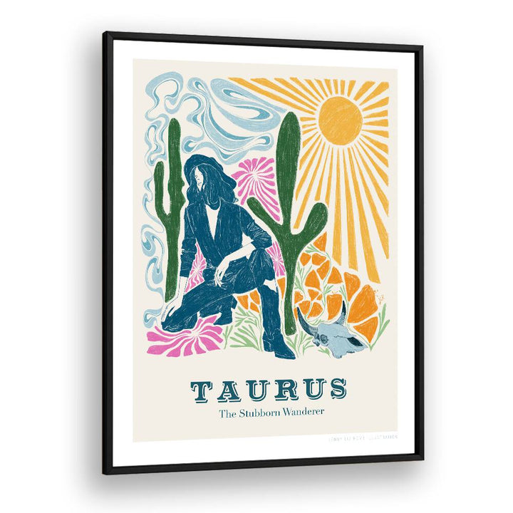 jlr taurus portraits-figurative illustrations in Black Plain Frame