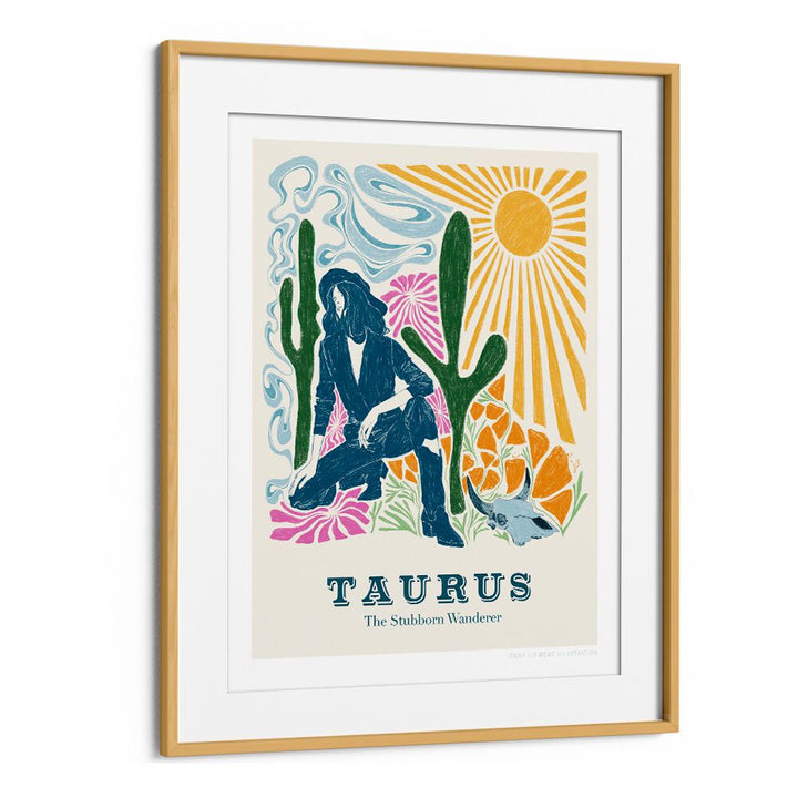 jlr taurus portraits-figurative illustrations in Oak Wood Frame With Mount