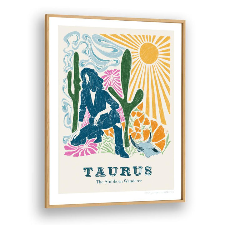 jlr taurus portraits-figurative illustrations in Oak Wood Plain Frame