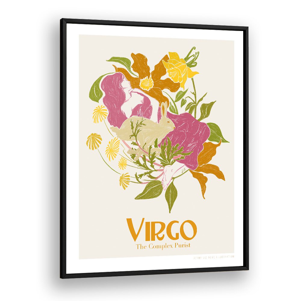 jlr virgo portraits-figurative illustrations in Black Plain Frame