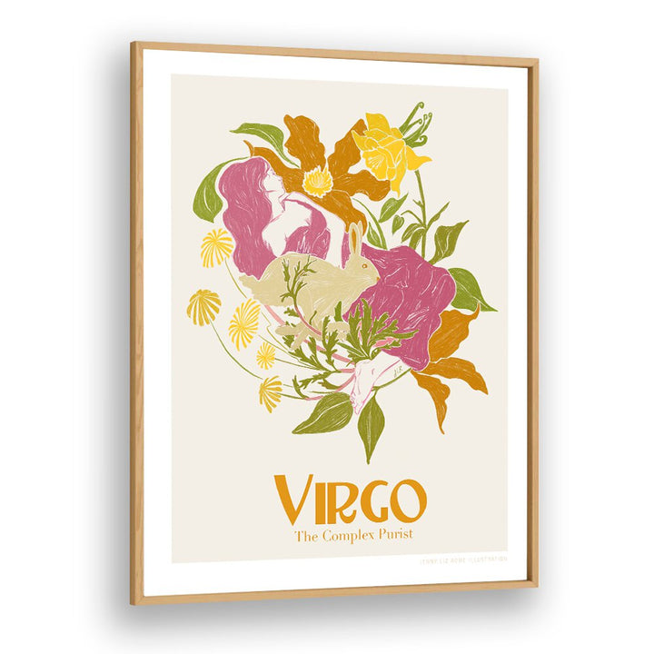 jlr virgo portraits-figurative illustrations in Oak Wood Plain Frame