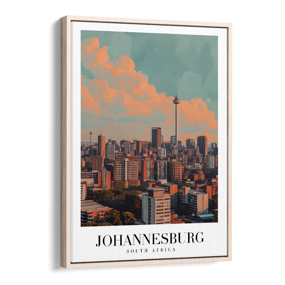 johannesburg-south africa II travel posters in Oak Wood Floater Frame