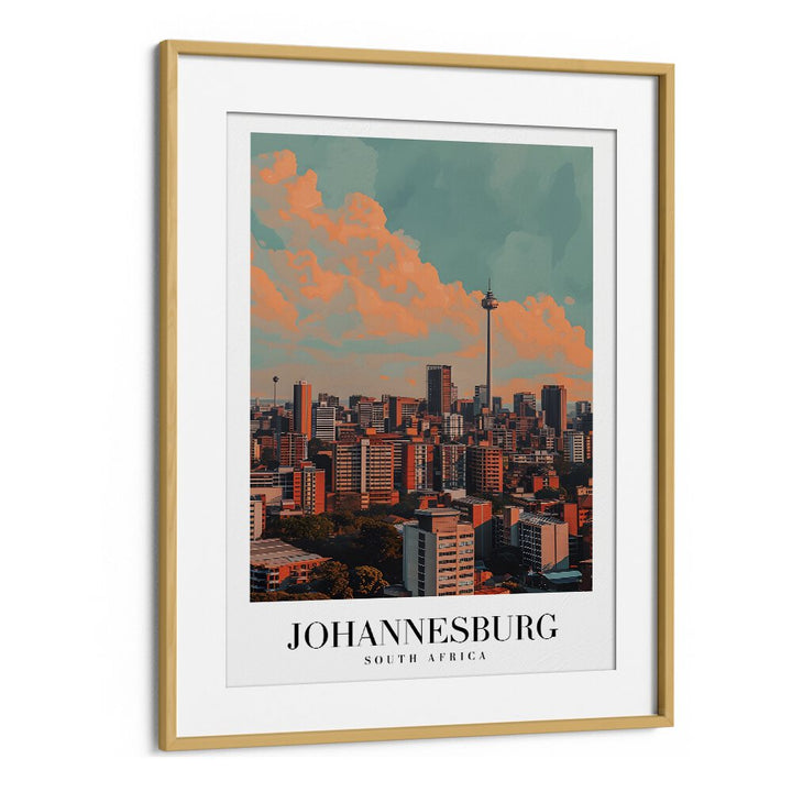 johannesburg-south africa II travel posters in Oak Wood Frame With Mount