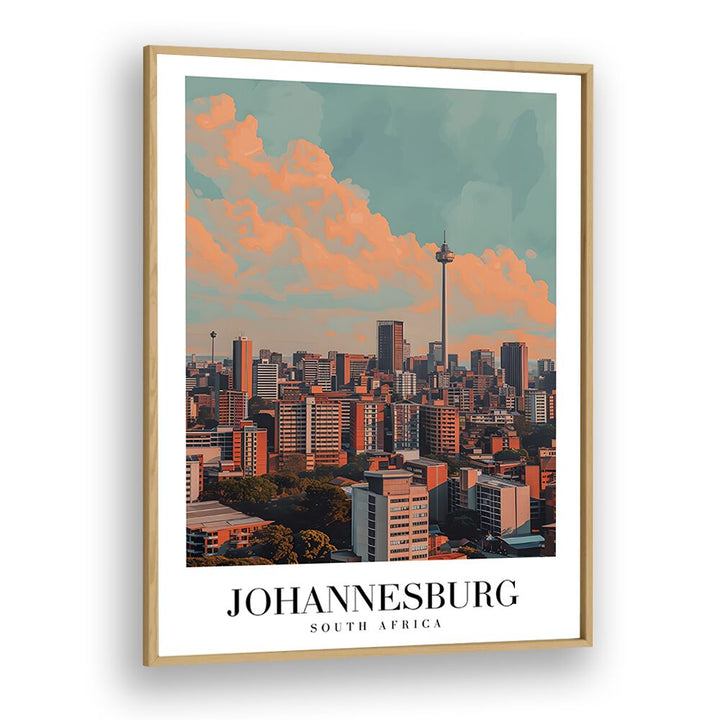 johannesburg-south africa II travel posters in Oak Wood Plain Frame