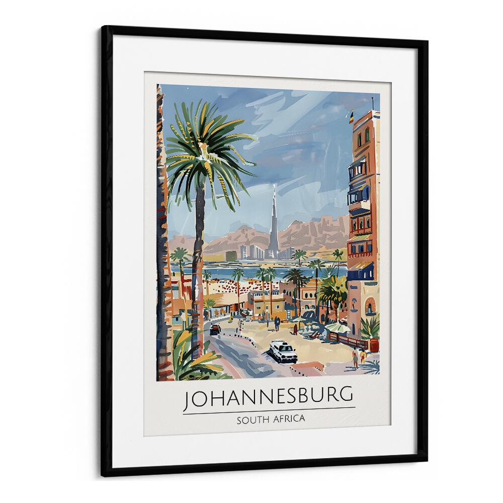 johannesburg-south africa travel posters in Black Frame With Mount