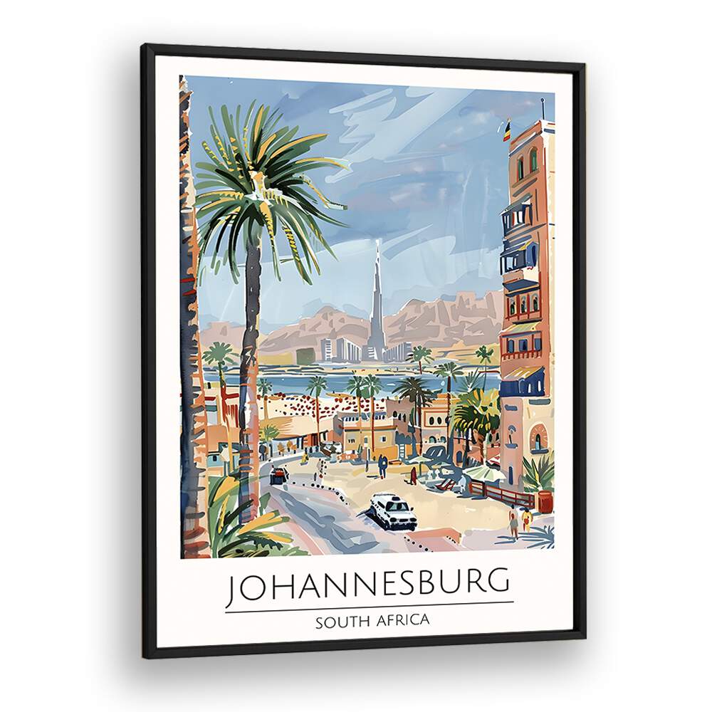 johannesburg-south africa travel posters in Black Plain Frame