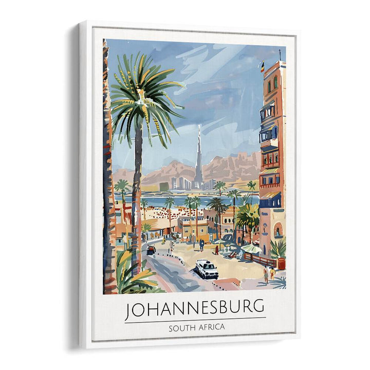 johannesburg-south africa travel posters in White Floater Frame