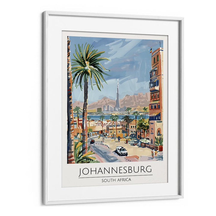 johannesburg-south africa travel posters in White Frame With Mount