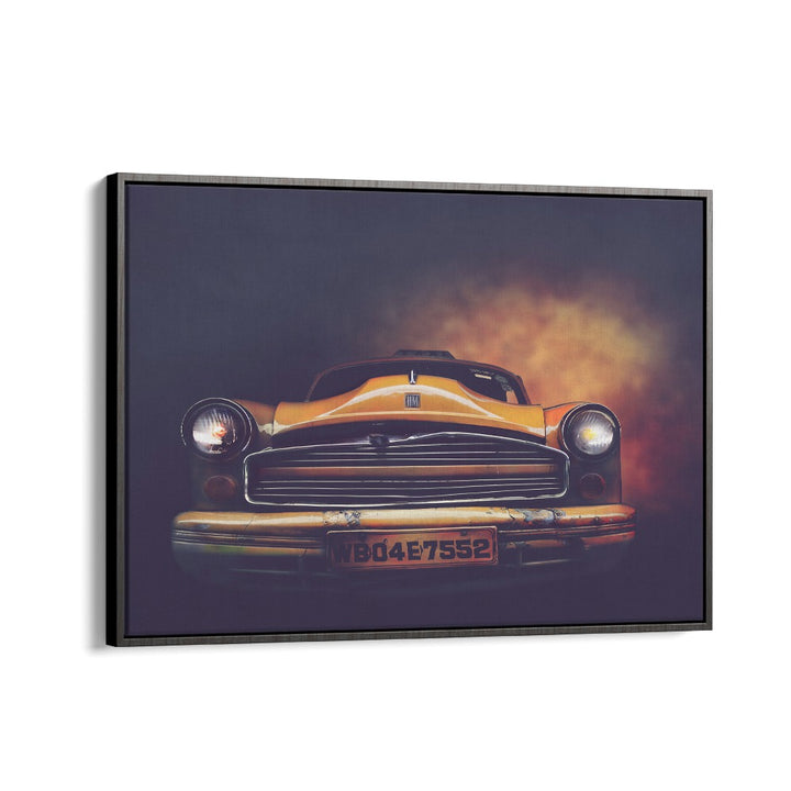 kolkata taxi car poster in Black Floater Frame