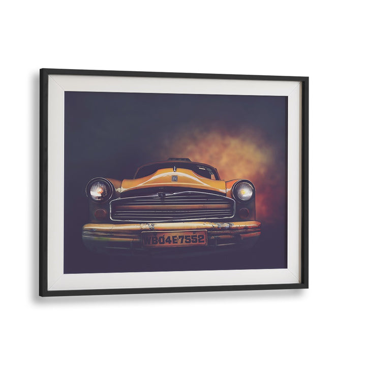 kolkata taxi car poster in Black Frame With Mount