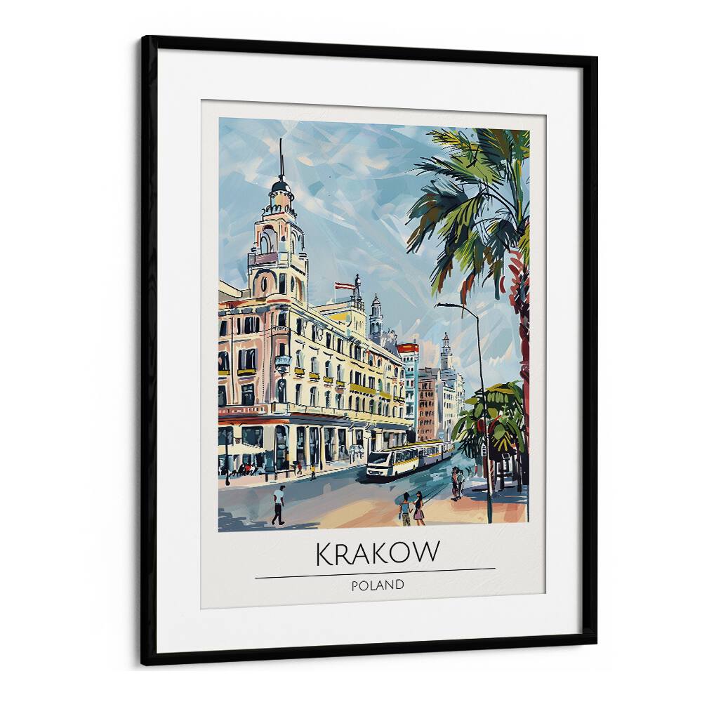 krakow-poland travel posters in Black Frame With Mount