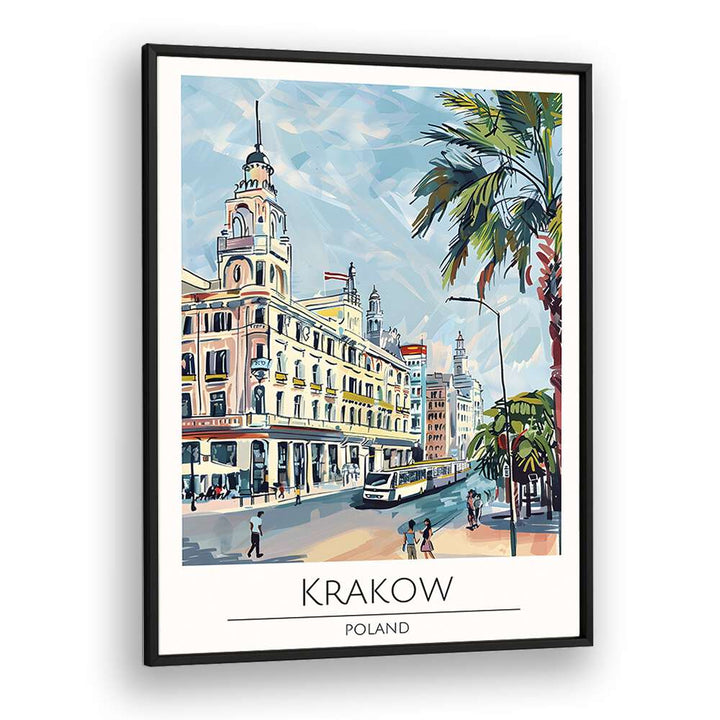 krakow-poland travel posters in Black Plain Frame