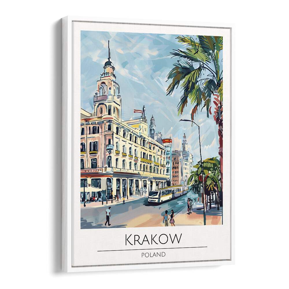 krakow-poland travel posters in White Floater Frame