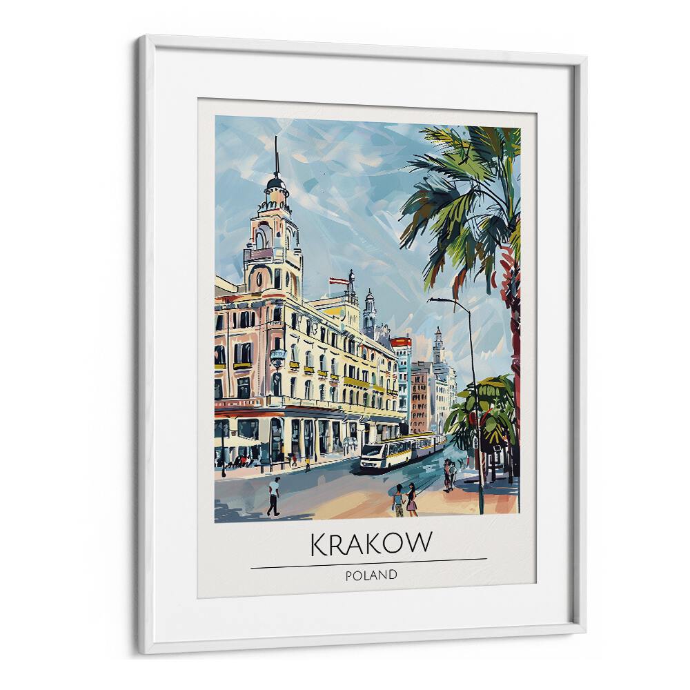 krakow-poland travel posters in White Frame With Mount