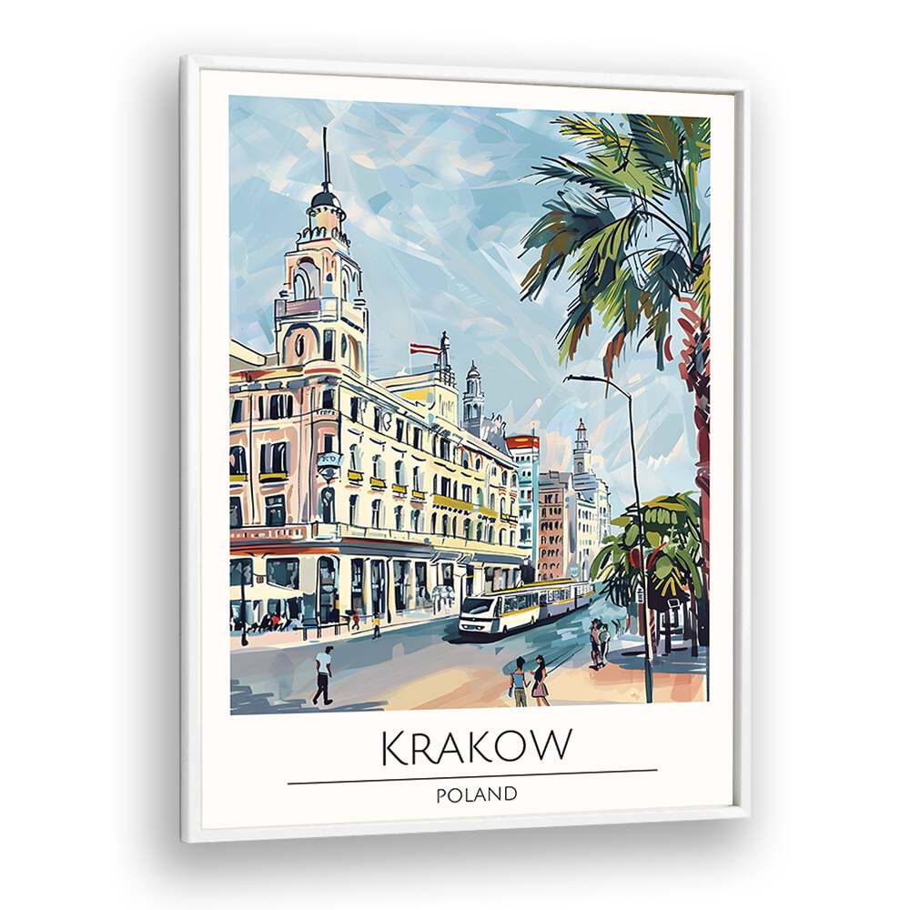 krakow-poland travel posters in White Plain Frame