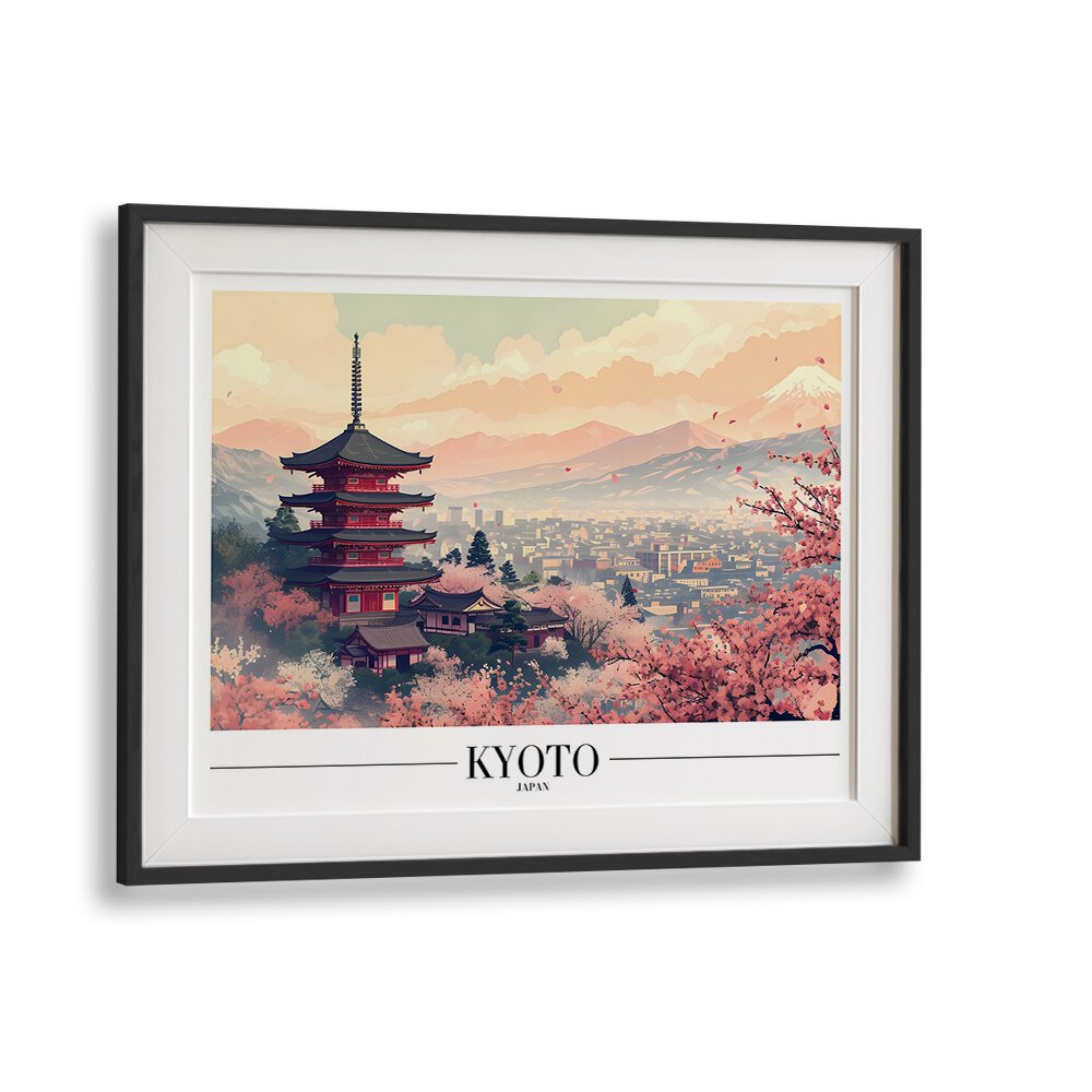 kyoto travel posters in Black Frame With Mount