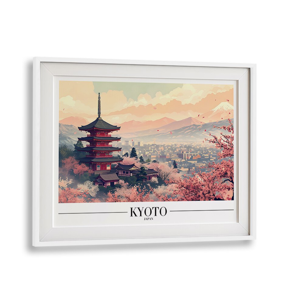 kyoto travel posters in White Frame With Mount