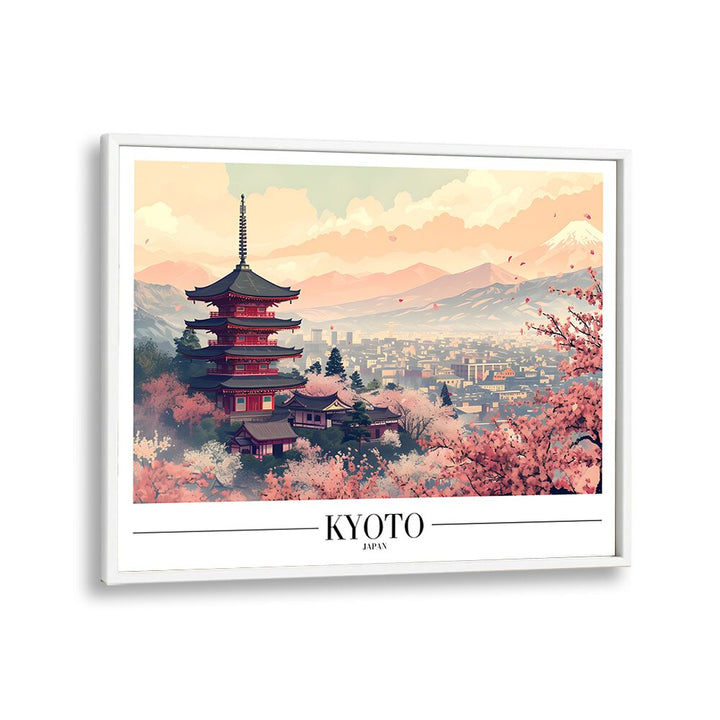 kyoto travel posters in White Plain Frame