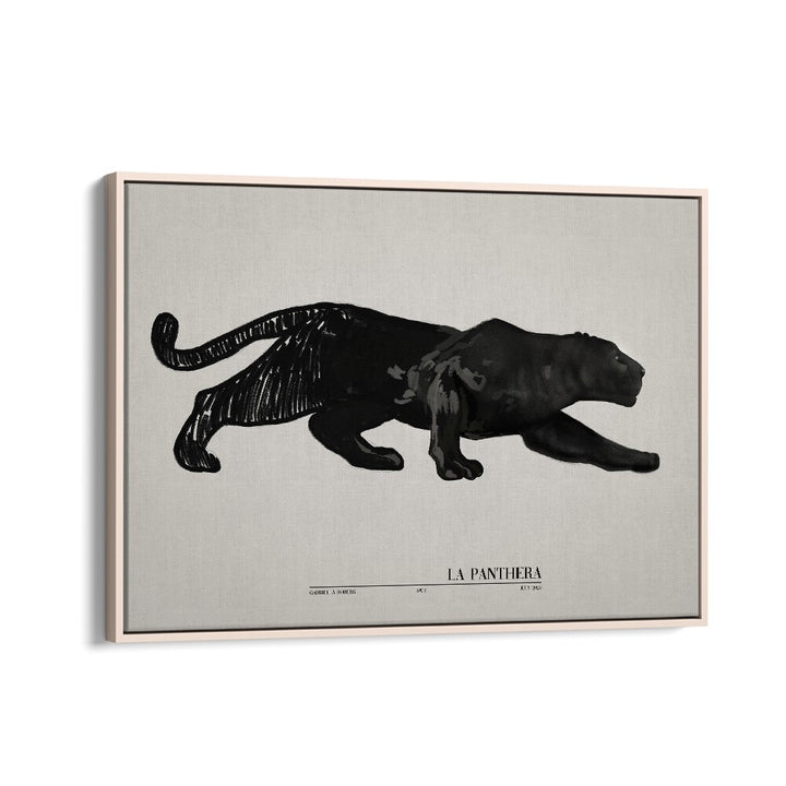 la panthera by gabriella roberg wildlife paintings wildlife posters in Oak Wood Floater Frame