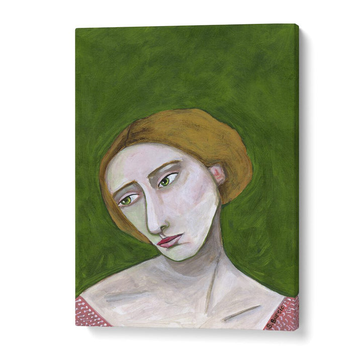 lady looking down women illustration paintings in Gallery Wrap