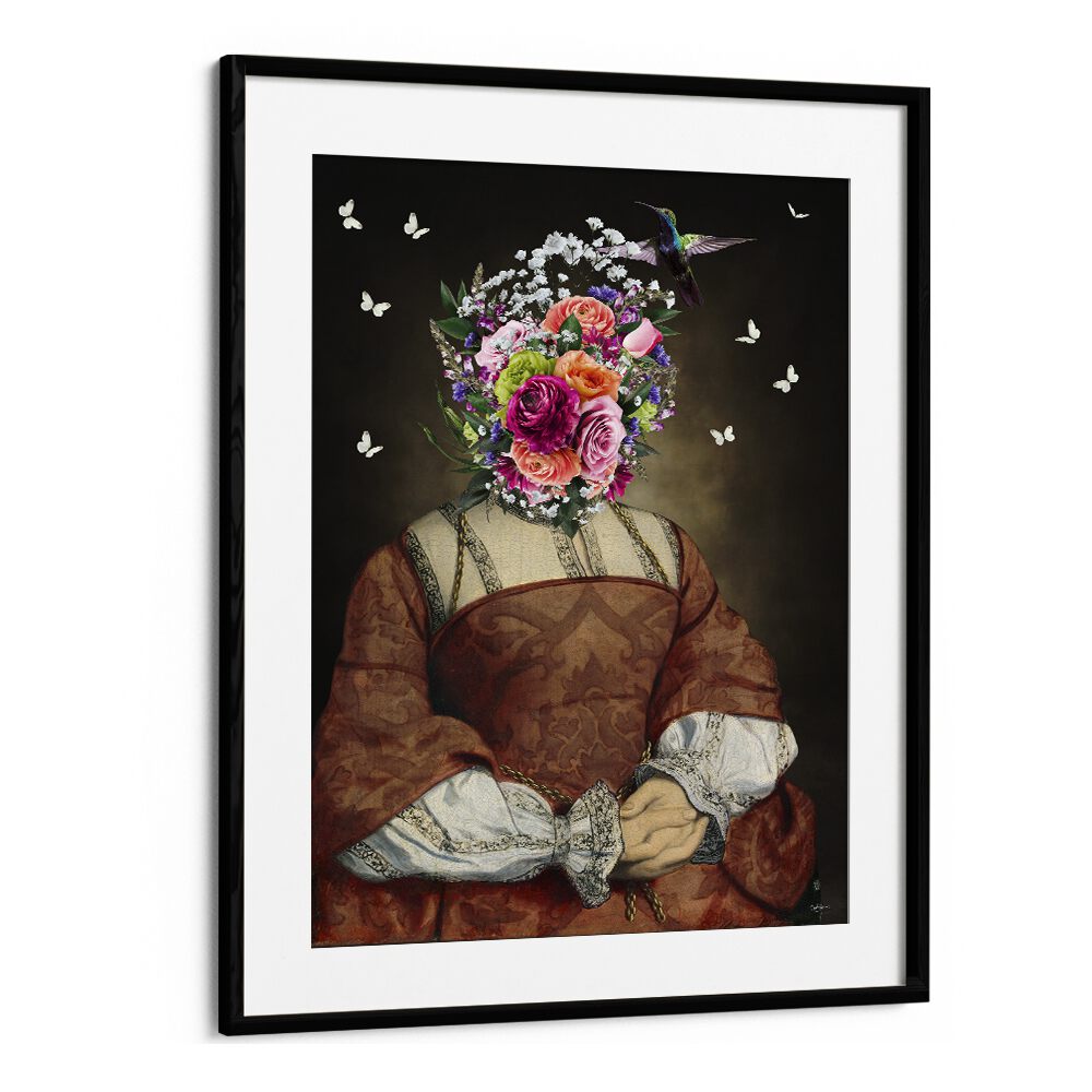 lady rainan by sue skellern wall art prints in Black Frame With Mount