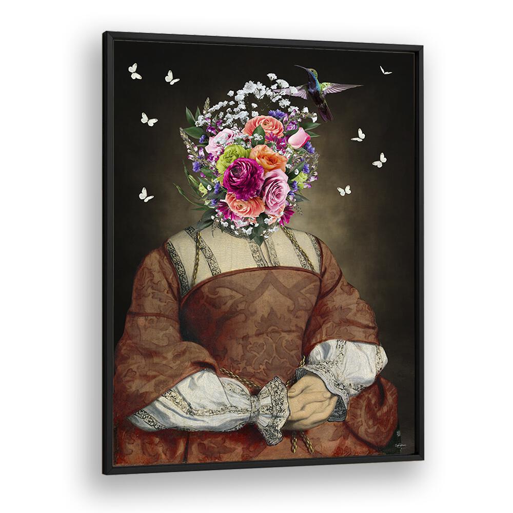 lady rainan by sue skellern wall art prints in Black Plain Frame