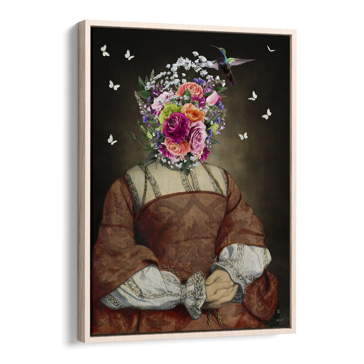 lady rainan by sue skellern wall art prints in Oak Wood Floater Frame