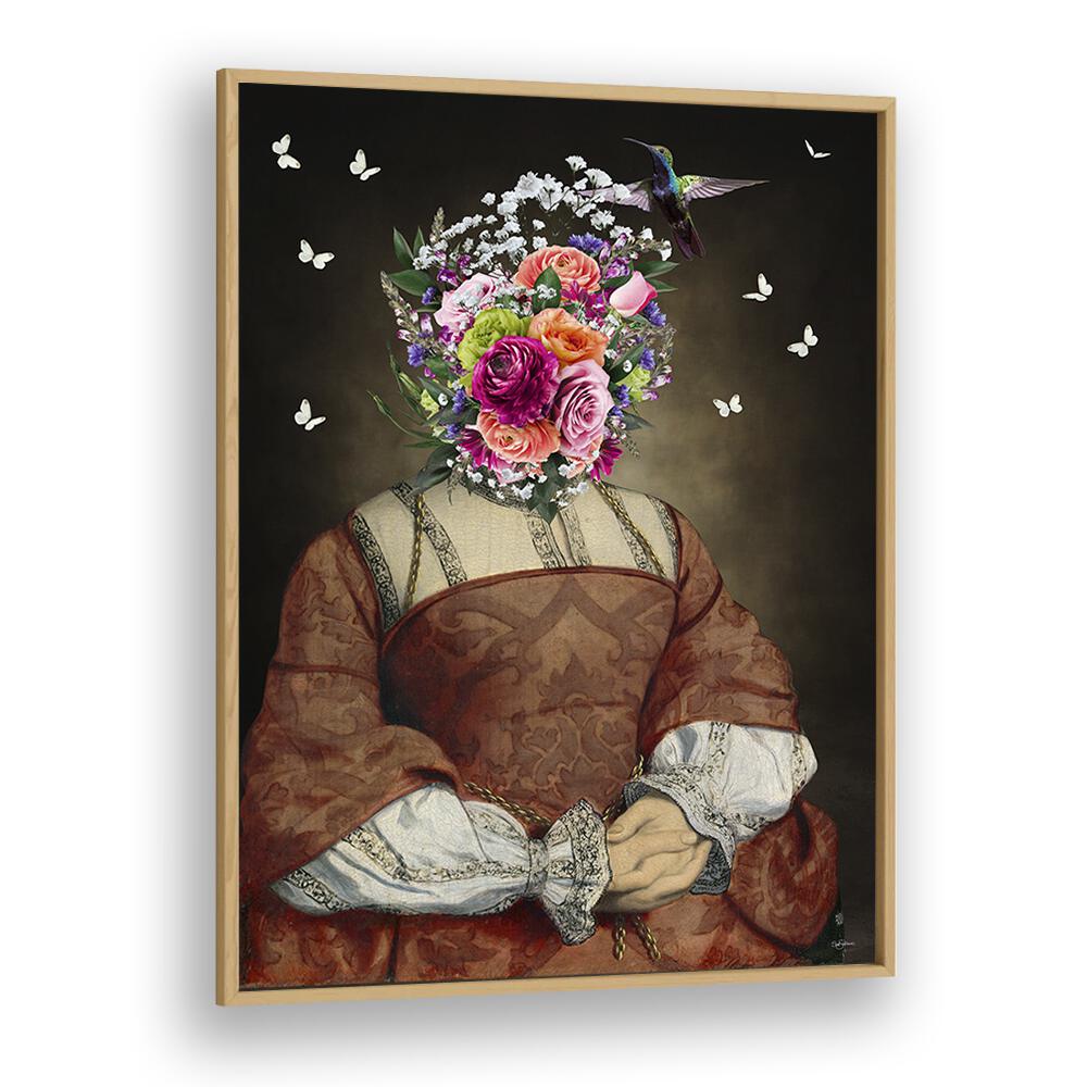 lady rainan by sue skellern wall art prints in Oak Wood Plain Frame