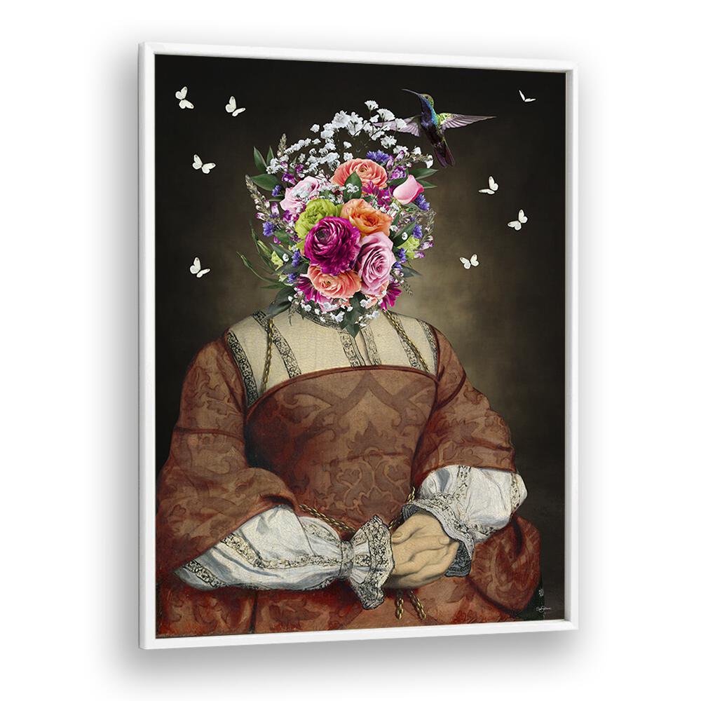 lady rainan by sue skellern wall art prints in White Plain Frame